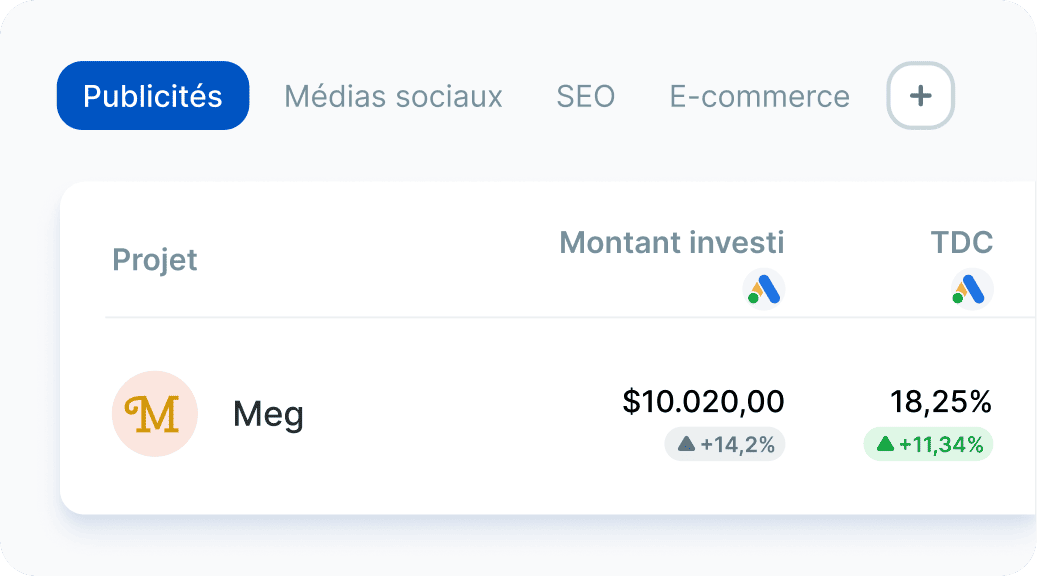 Onglets de la vue d'ensemble organisés par objectif